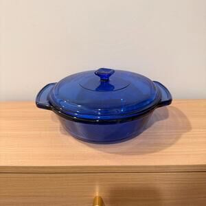Vintage Anchor Hocking Cobalt Blue Glass Lidded Casserole Dish